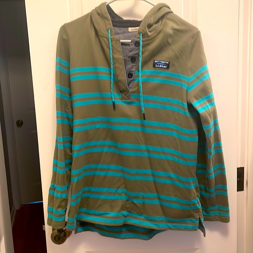 LL Bean hooded shirt.